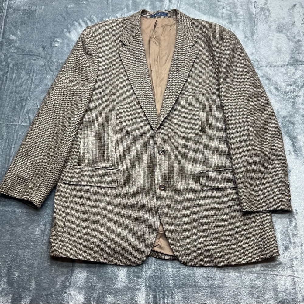 VTG Ralph Lauren Chaps 48L Tall Wool Tweed Blazer Sport Coat Jacket‎ Tan Brown